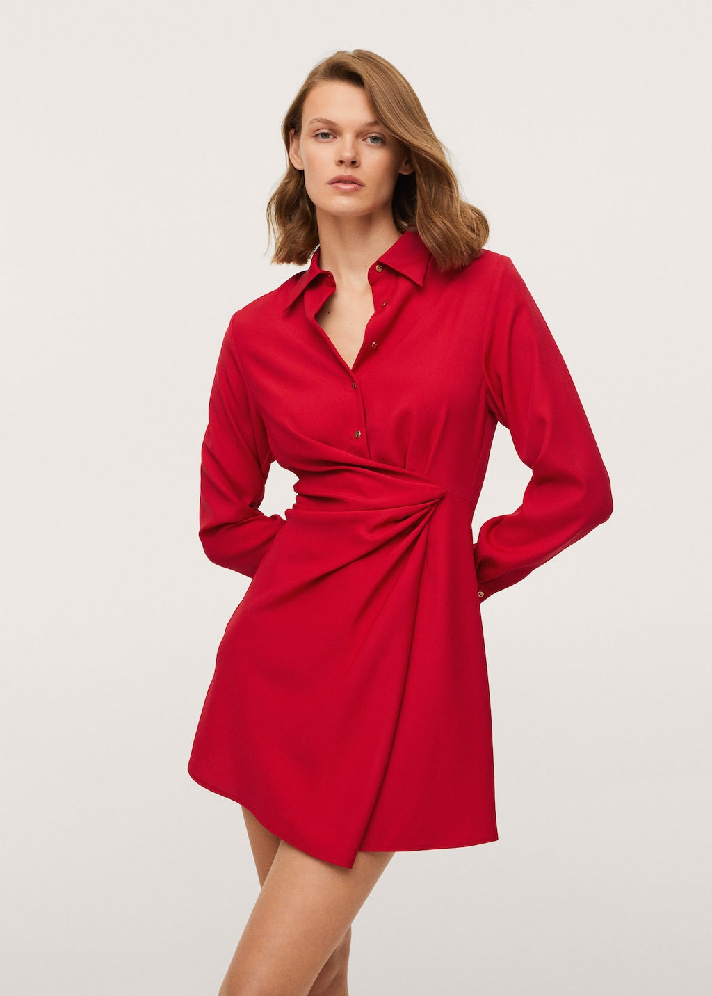 Knot detail shirt dress
