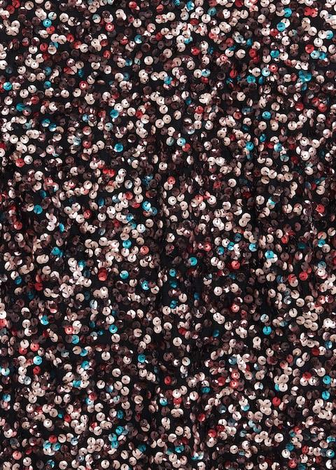 Puffed sleeves sequined dress