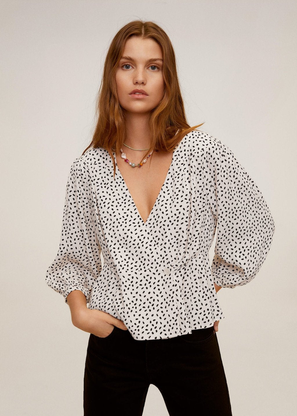 Wrap printed blouse