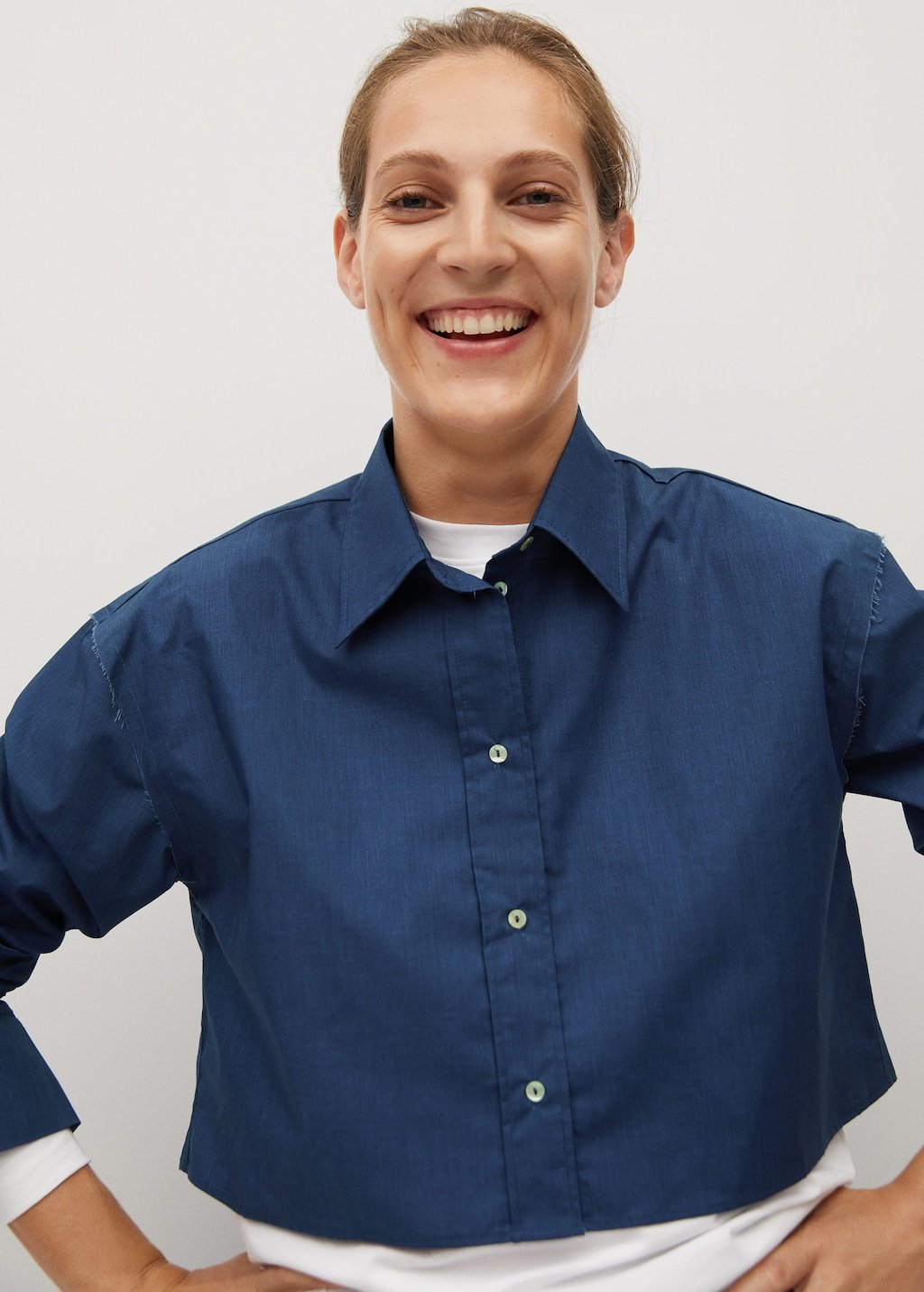 Cropped cotton shirt