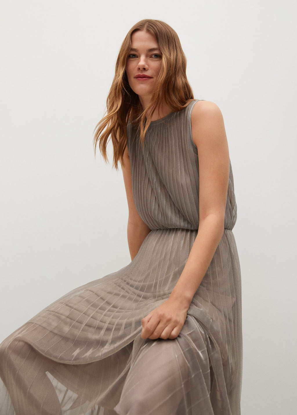 Metallic pleated dress
