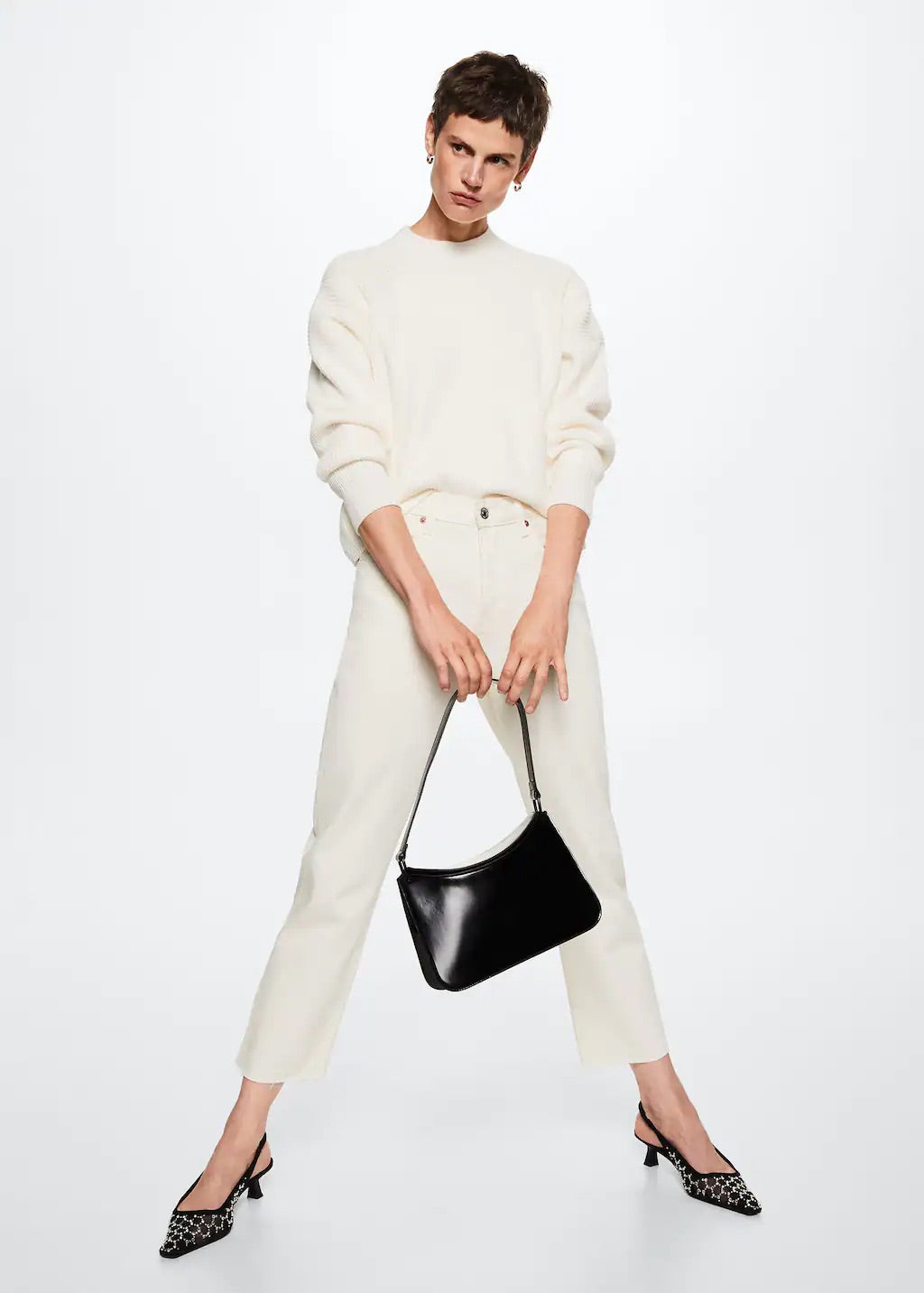 High-waist cropped straight jeans