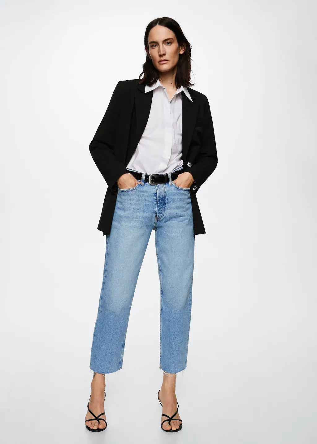High-waist cropped straight jeans