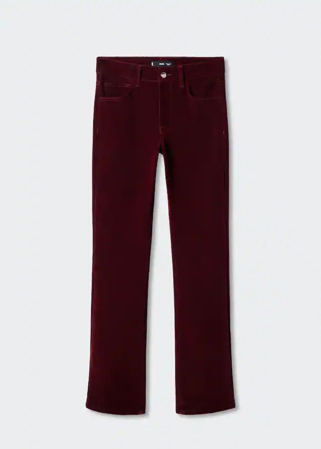 Mid rise velvet skinny jeans