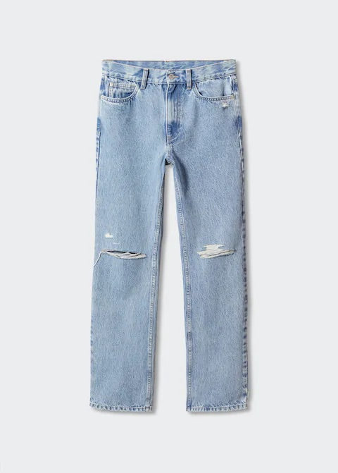 Straight jeans decorative broken