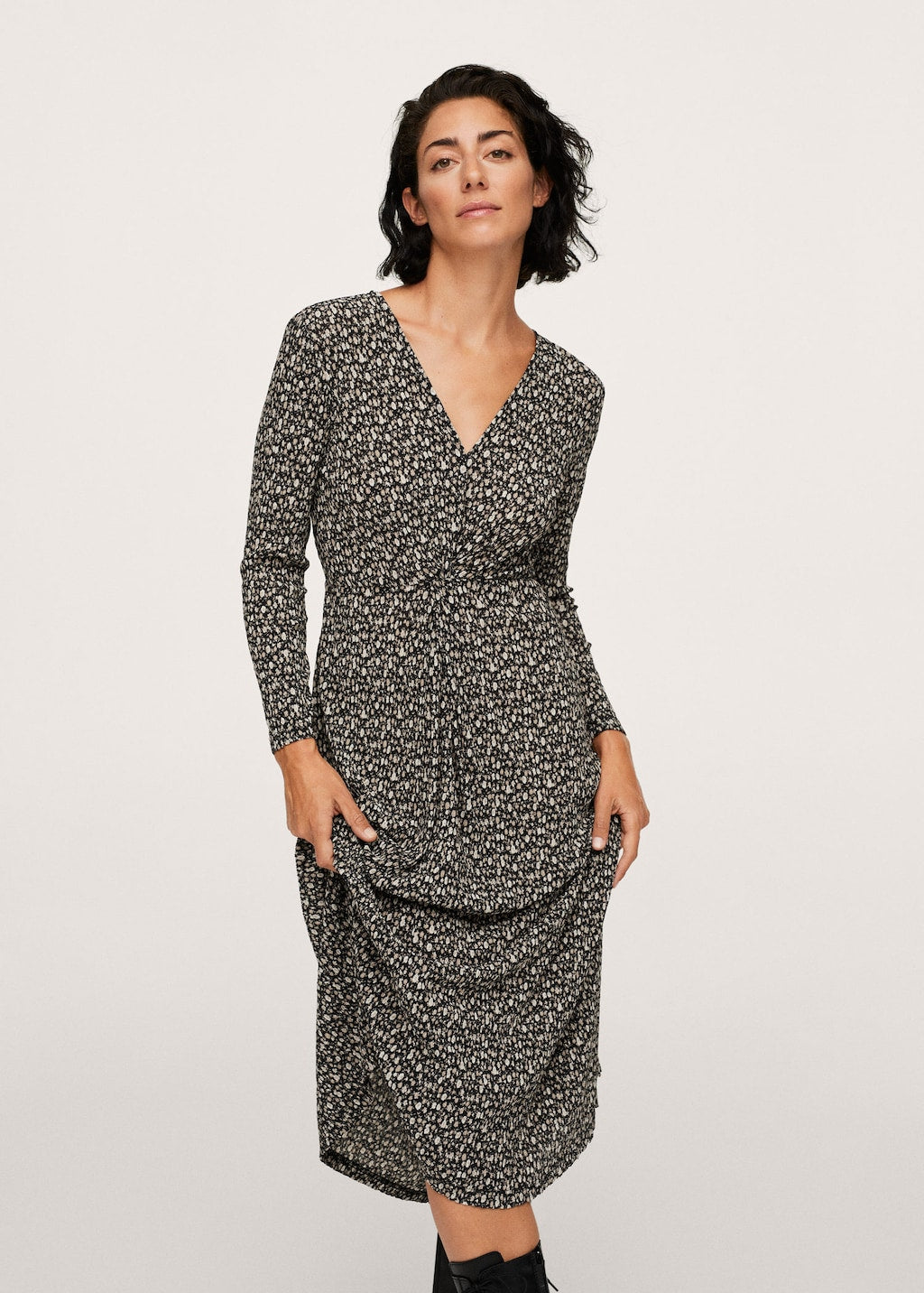 Printed textured dress