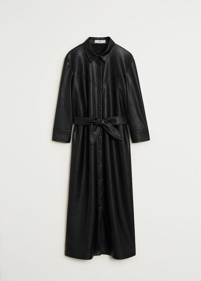 Faux-leather shirt dress