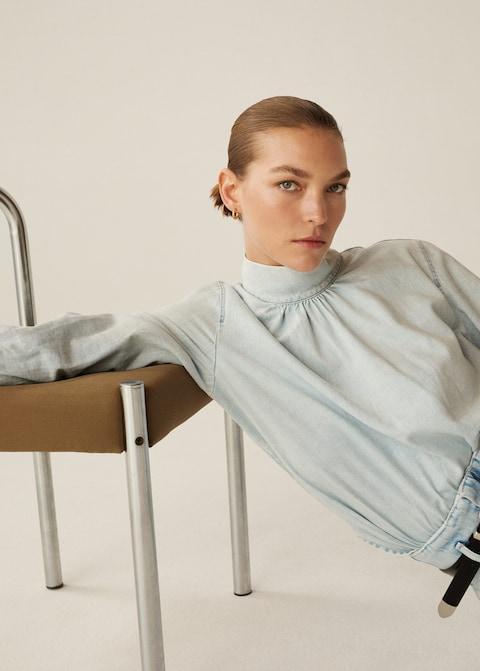 Medium wash denim shirt