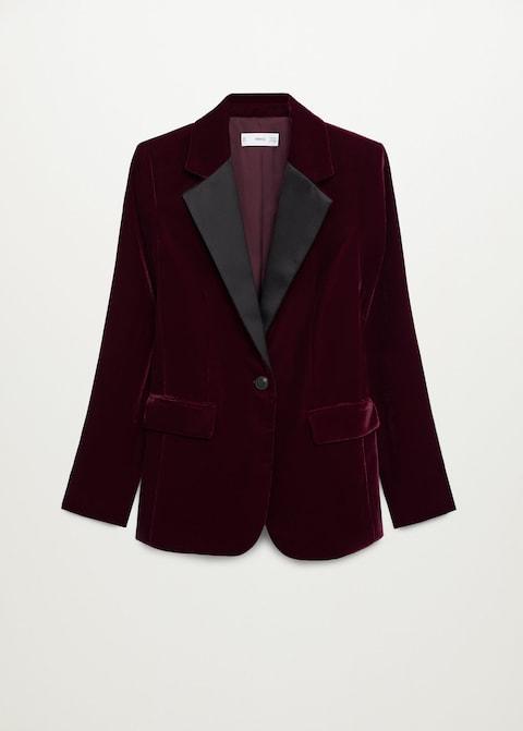 Contrast flap velvet blazer