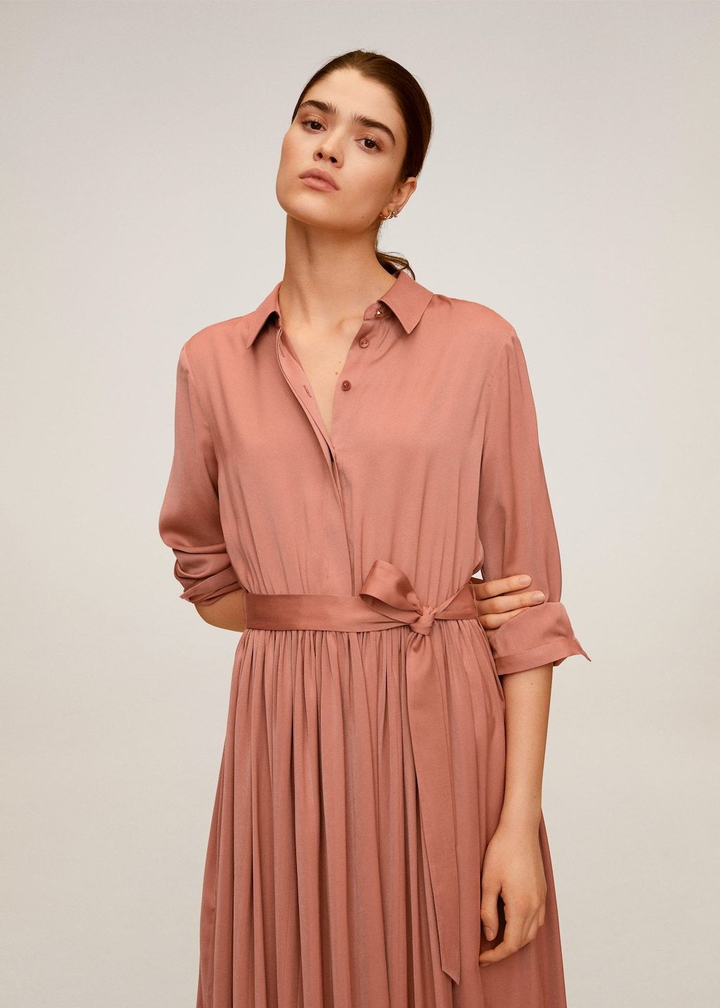 Satin shirt dress