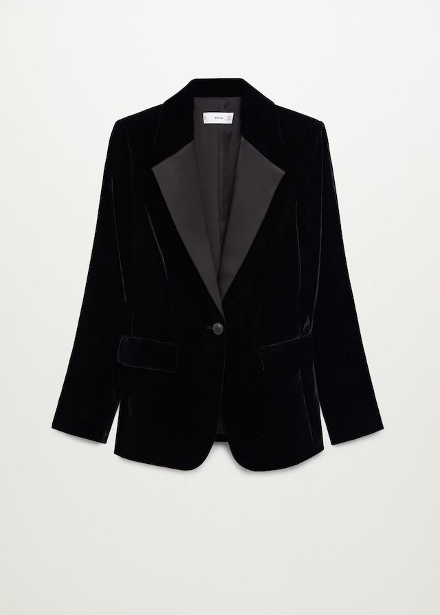 Contrast flap velvet blazer