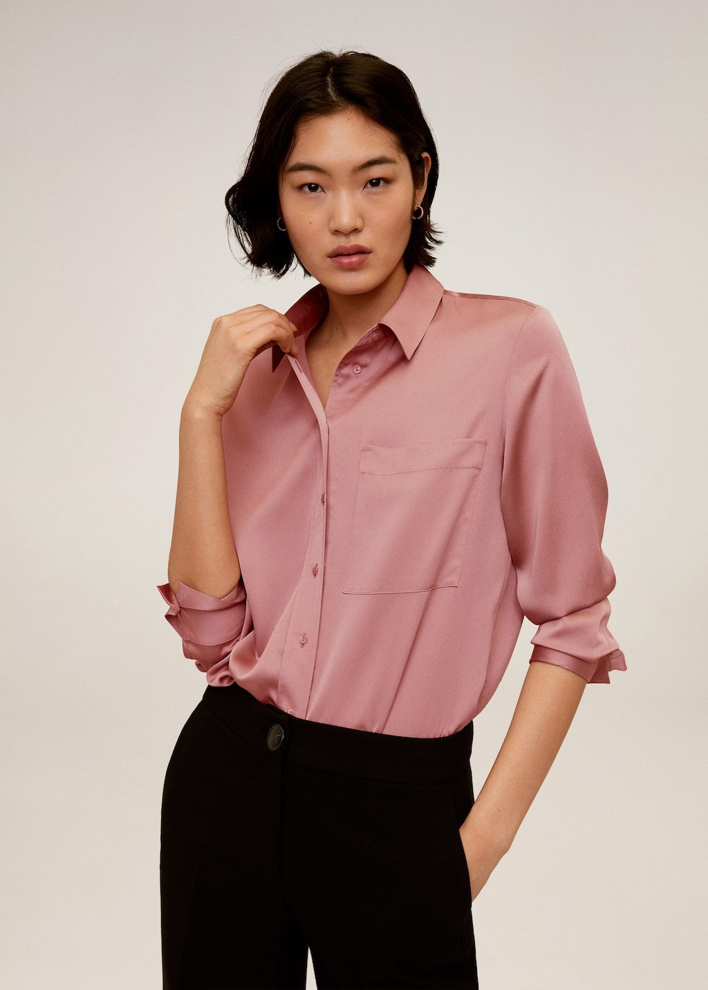 Satin pocket shirt