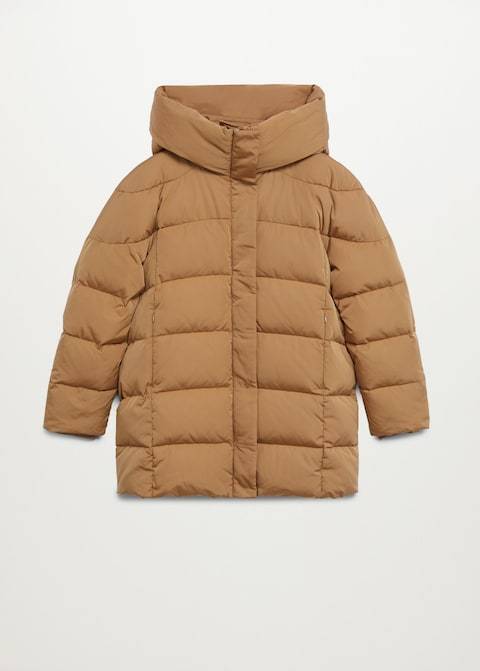 Feather down hooded coat