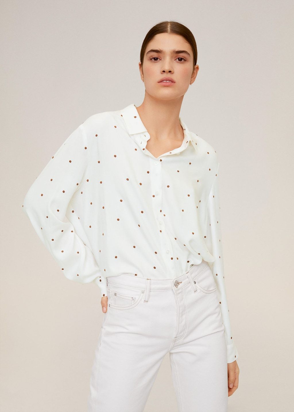 Polka-dot flowy shirt