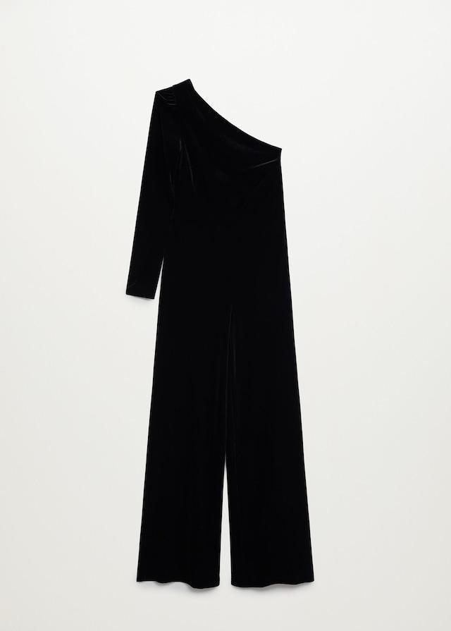 Asymmetric velvet jumpsuit