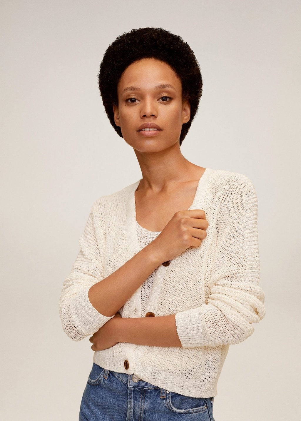 Linen cotton knit cardigan