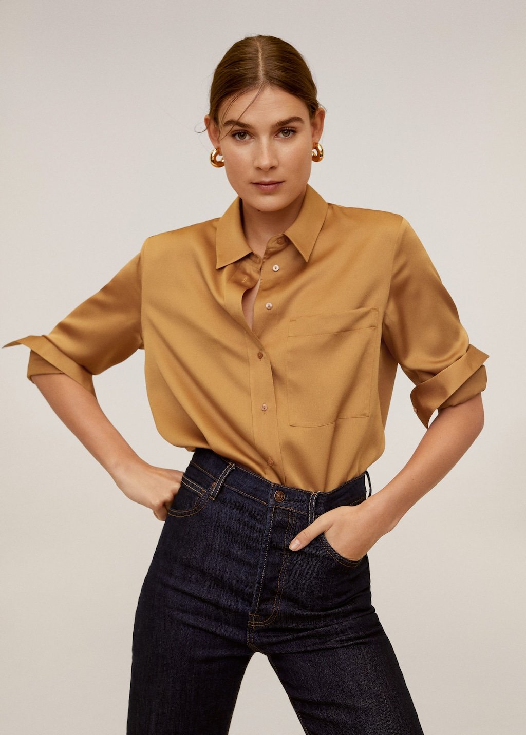 Satin pocket shirt