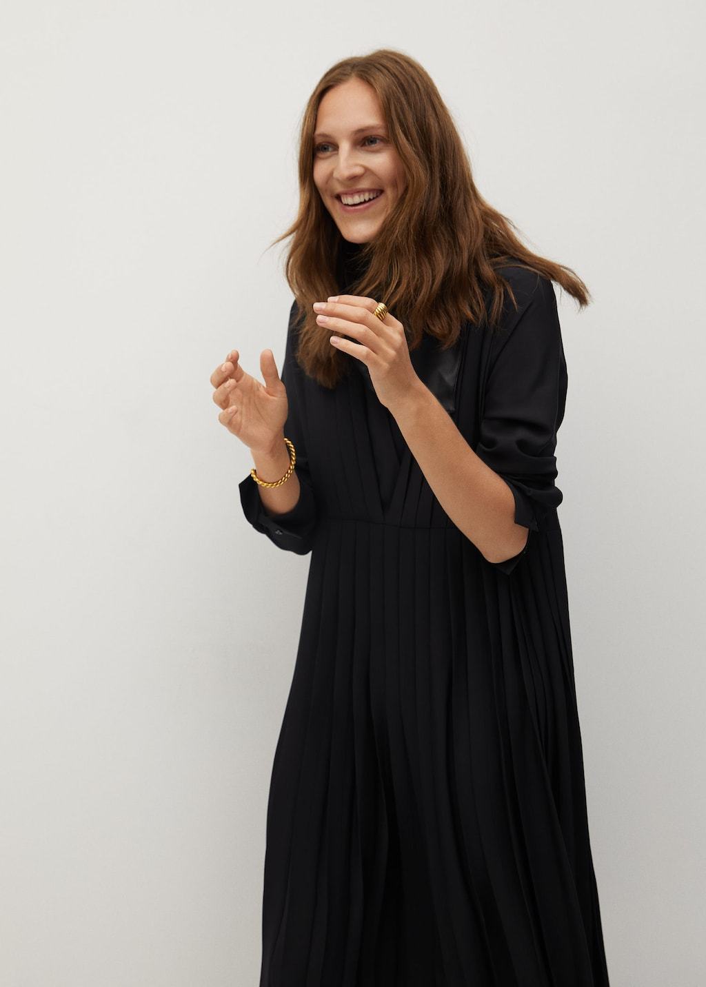 Recycled polyester pleated dress