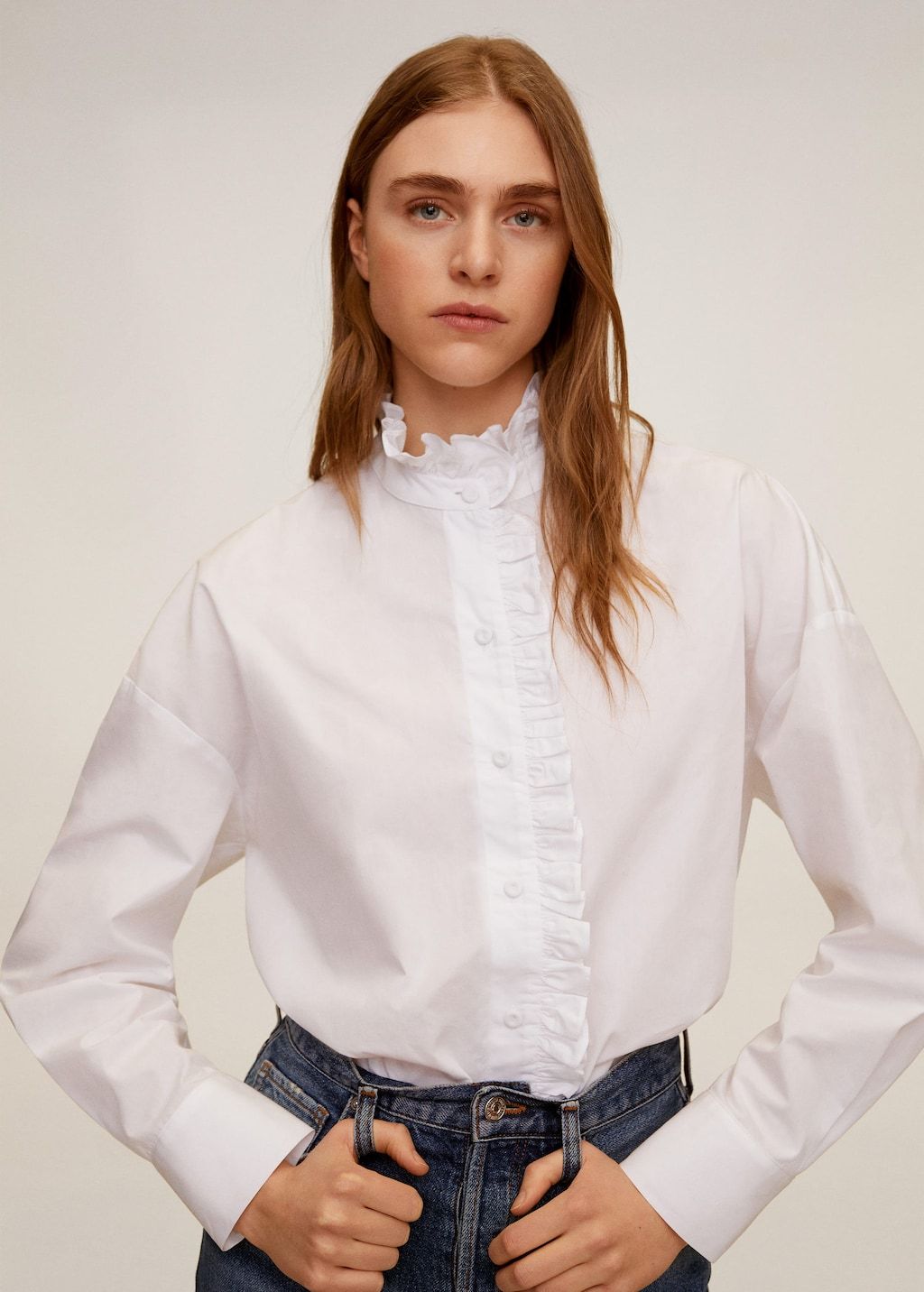 Ruffled cotton shirt