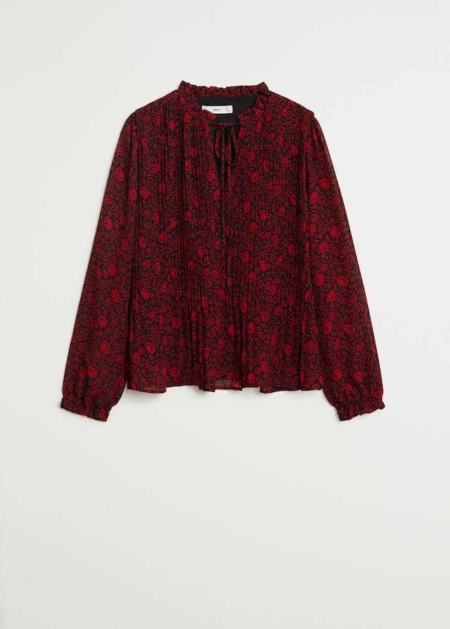 Printed pleated blouse