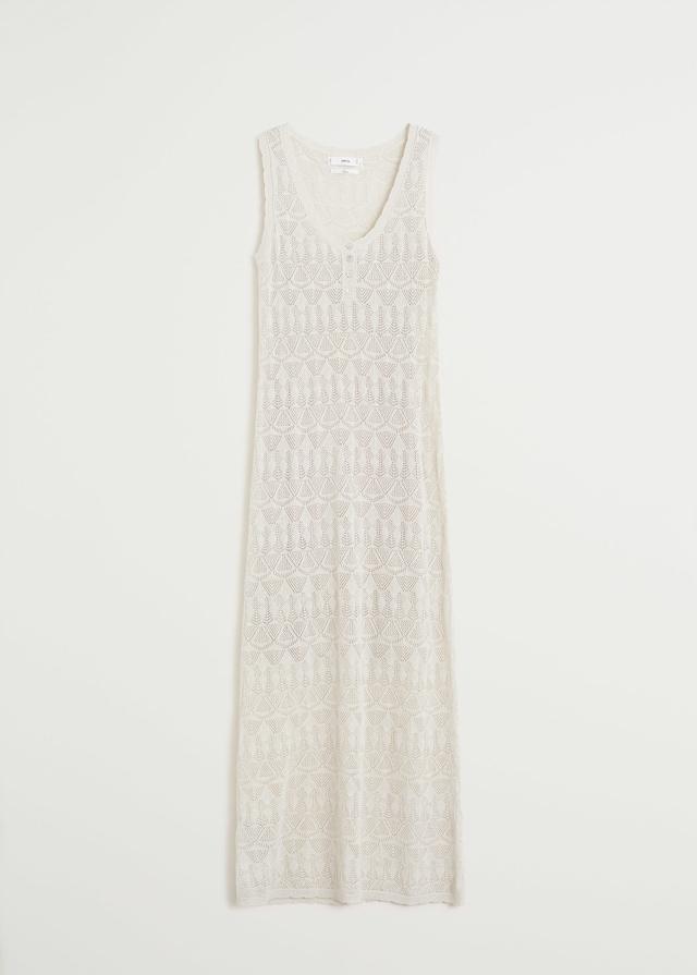Openwork detail linen dress