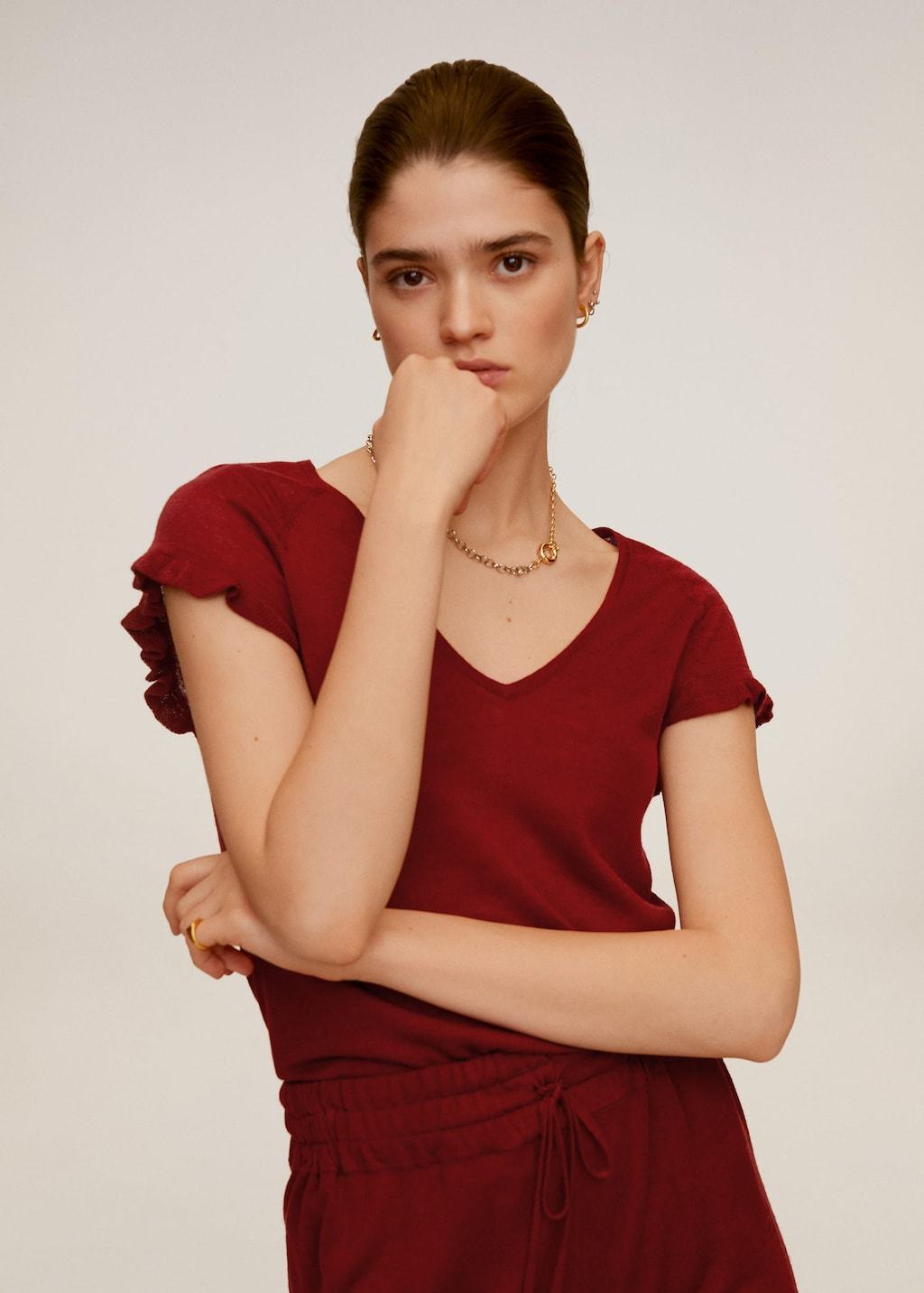 Frills linen t-shirt