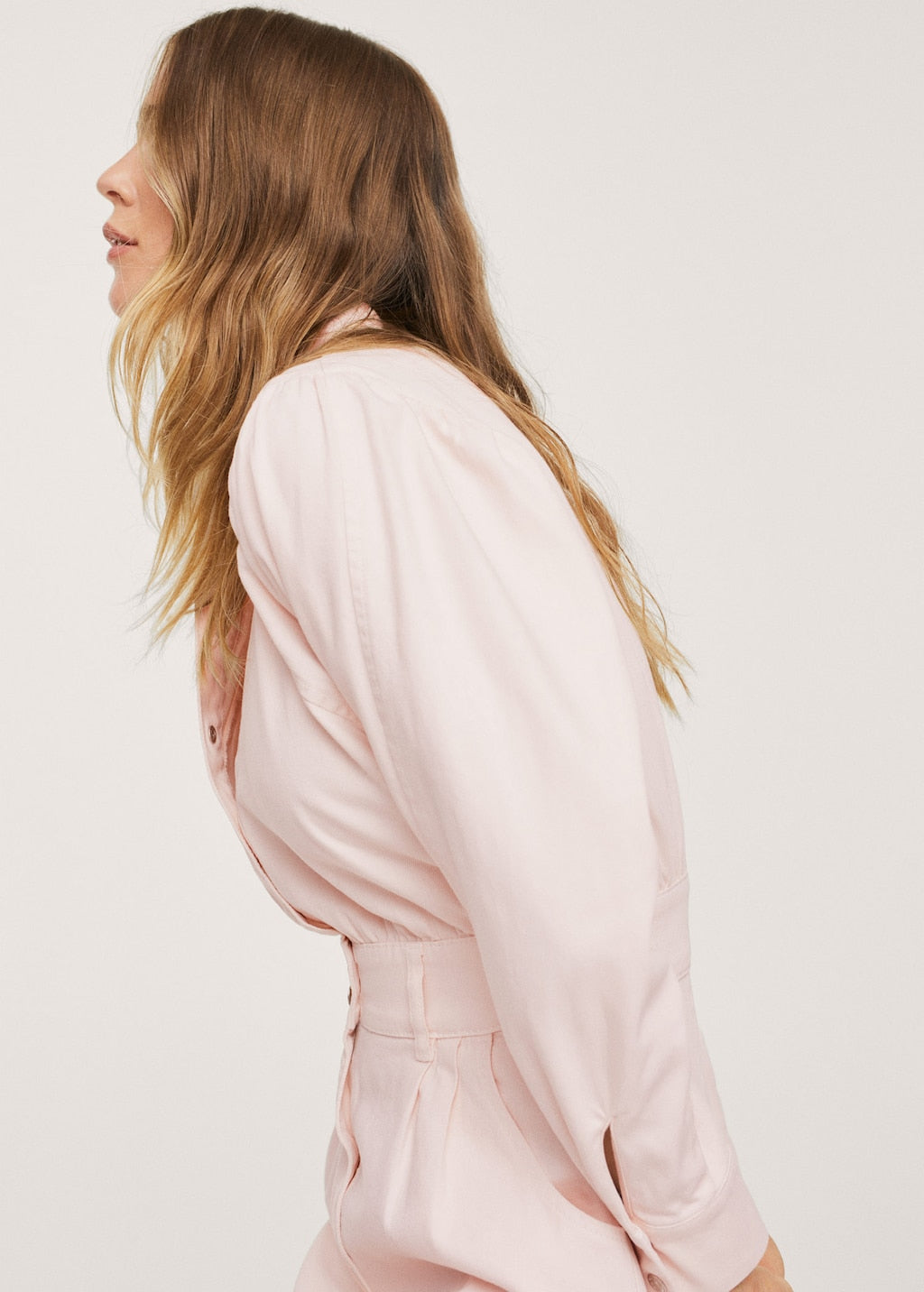 Denim dress with puffed sleeves