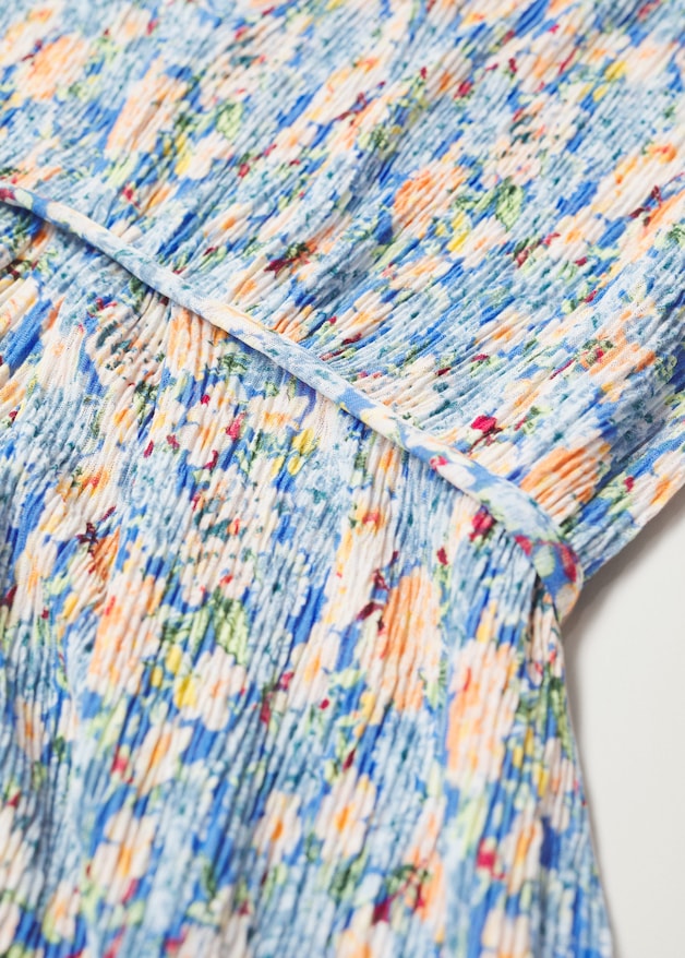 Printed pleated dress
