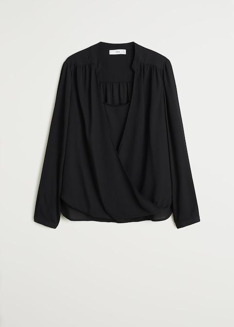 Wrap V-neckline blouse