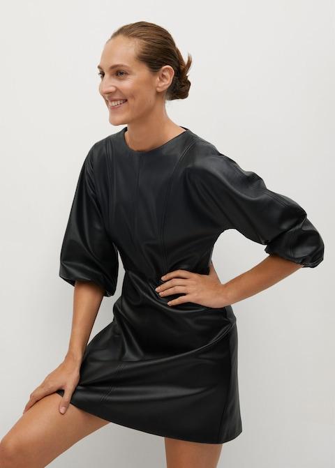 Faux-leather dress