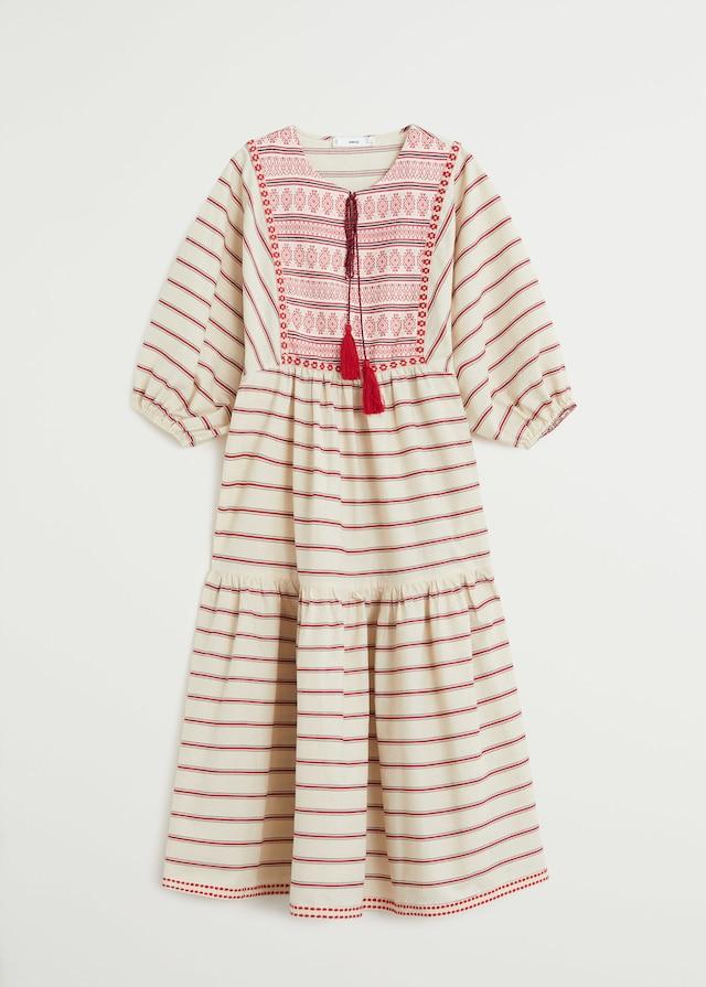 Embroidery striped dress