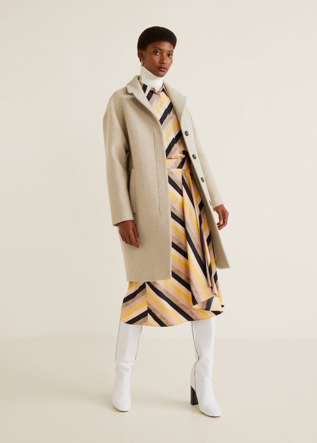 Unstructured wool-blend coat
