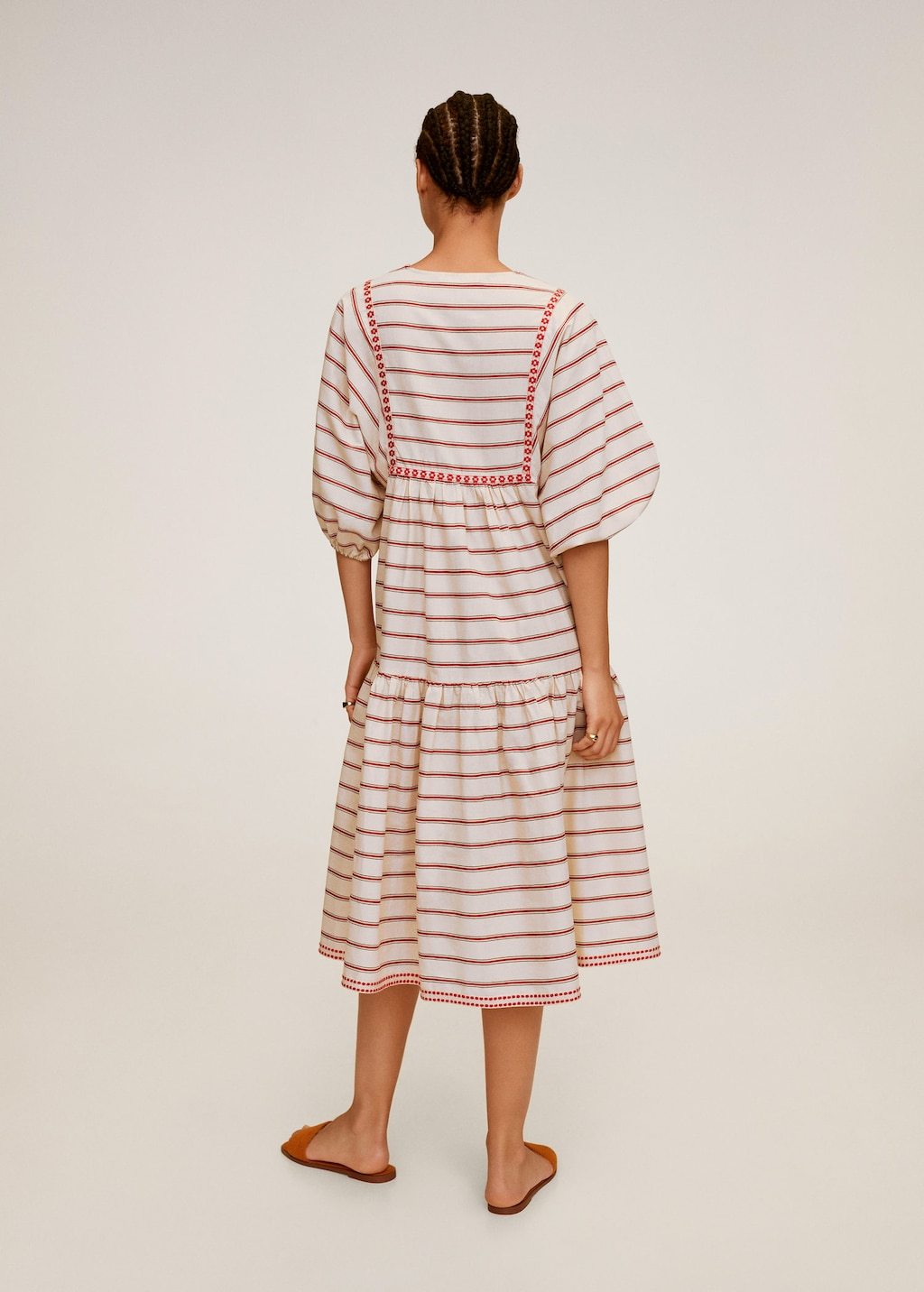 Embroidery striped dress