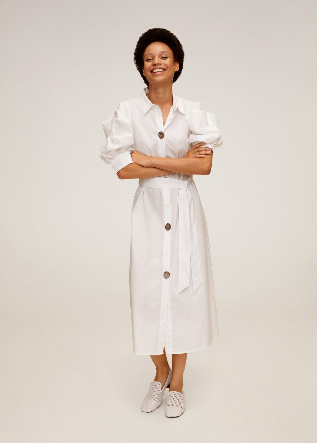 Poplin buttoned dress