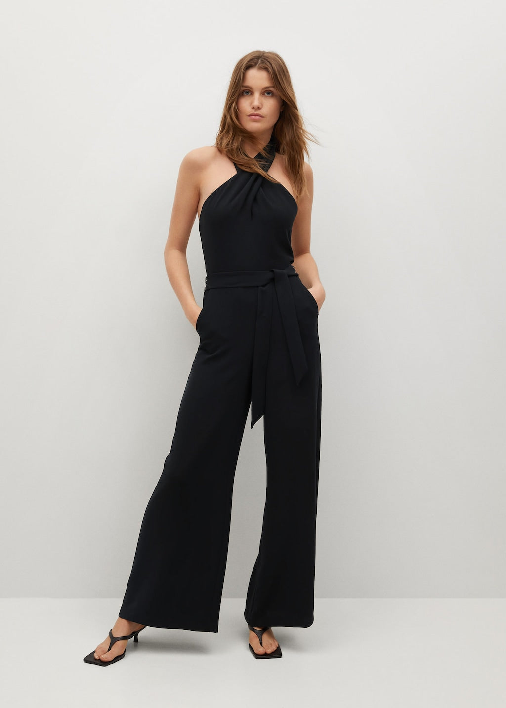 Wrap neckline jumpsuit