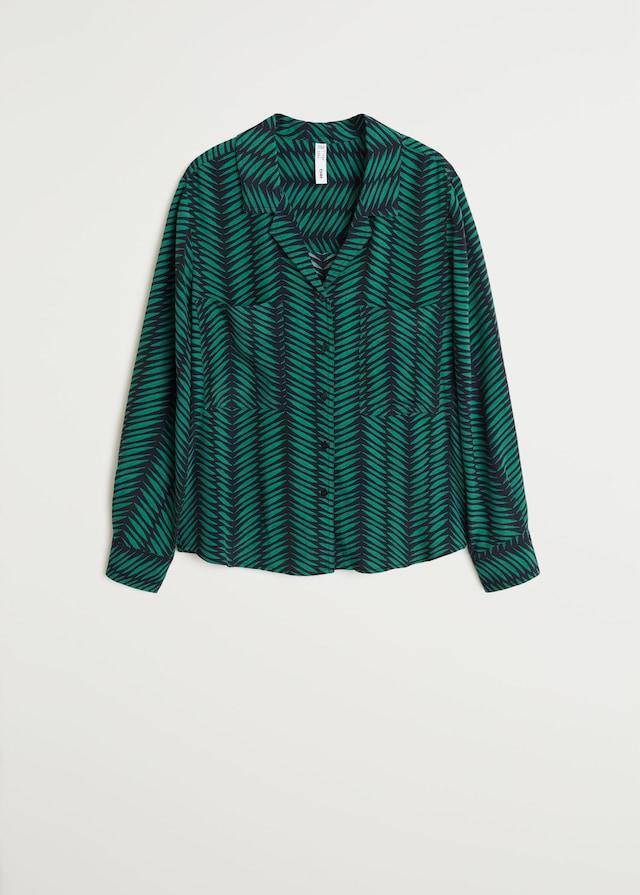 Chest-pocket flowy blouse