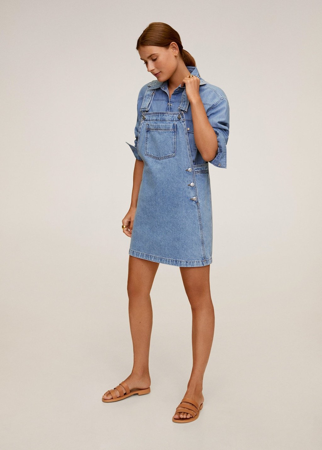 Pocket denim pinafore dress