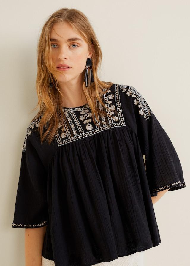 Embroidered cotton blouse