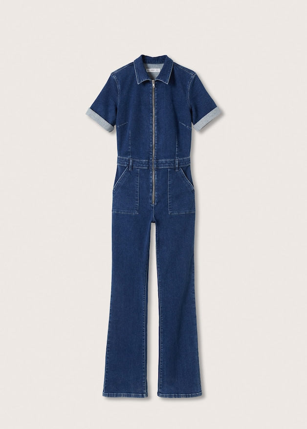 Zip denim jumpsuit