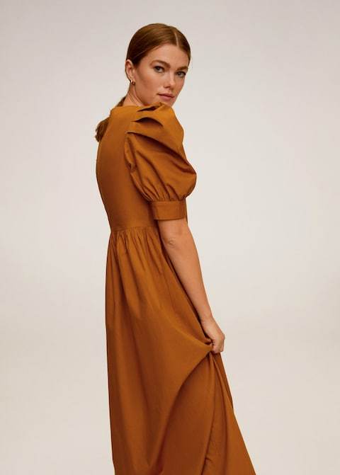 Puffed sleeves cotton dress