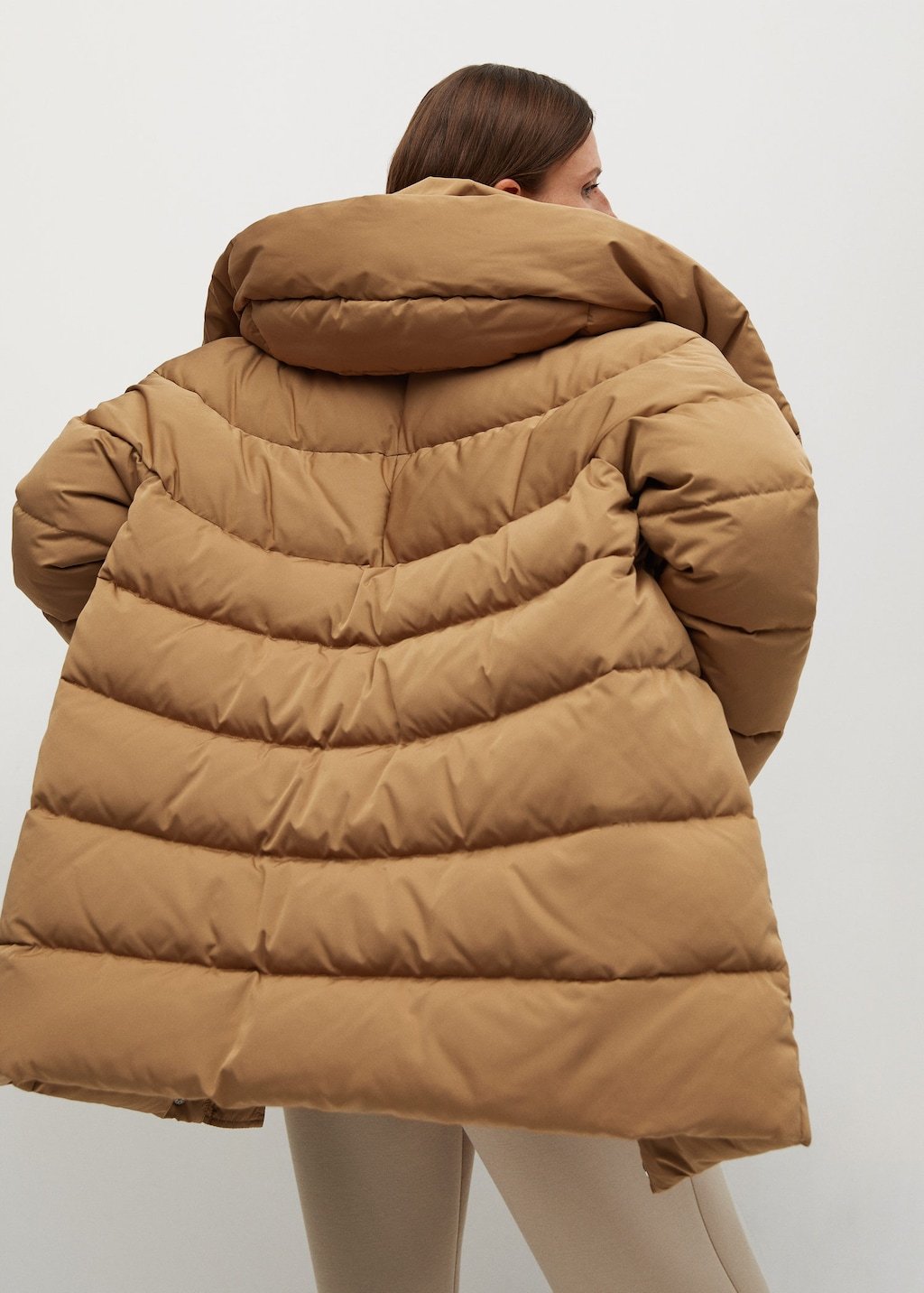 Feather down hooded coat