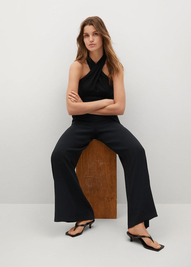 Wrap neckline jumpsuit