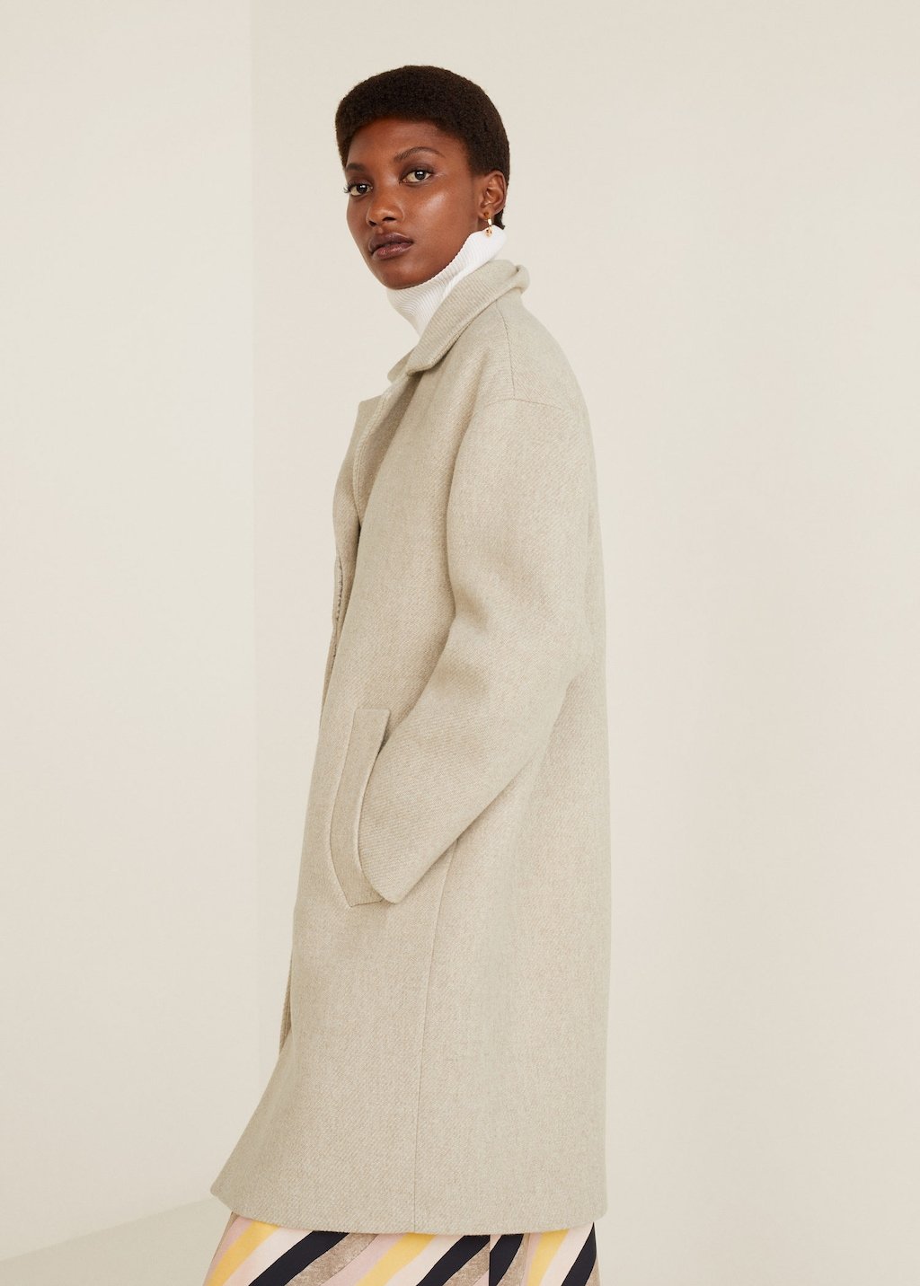 Unstructured wool-blend coat