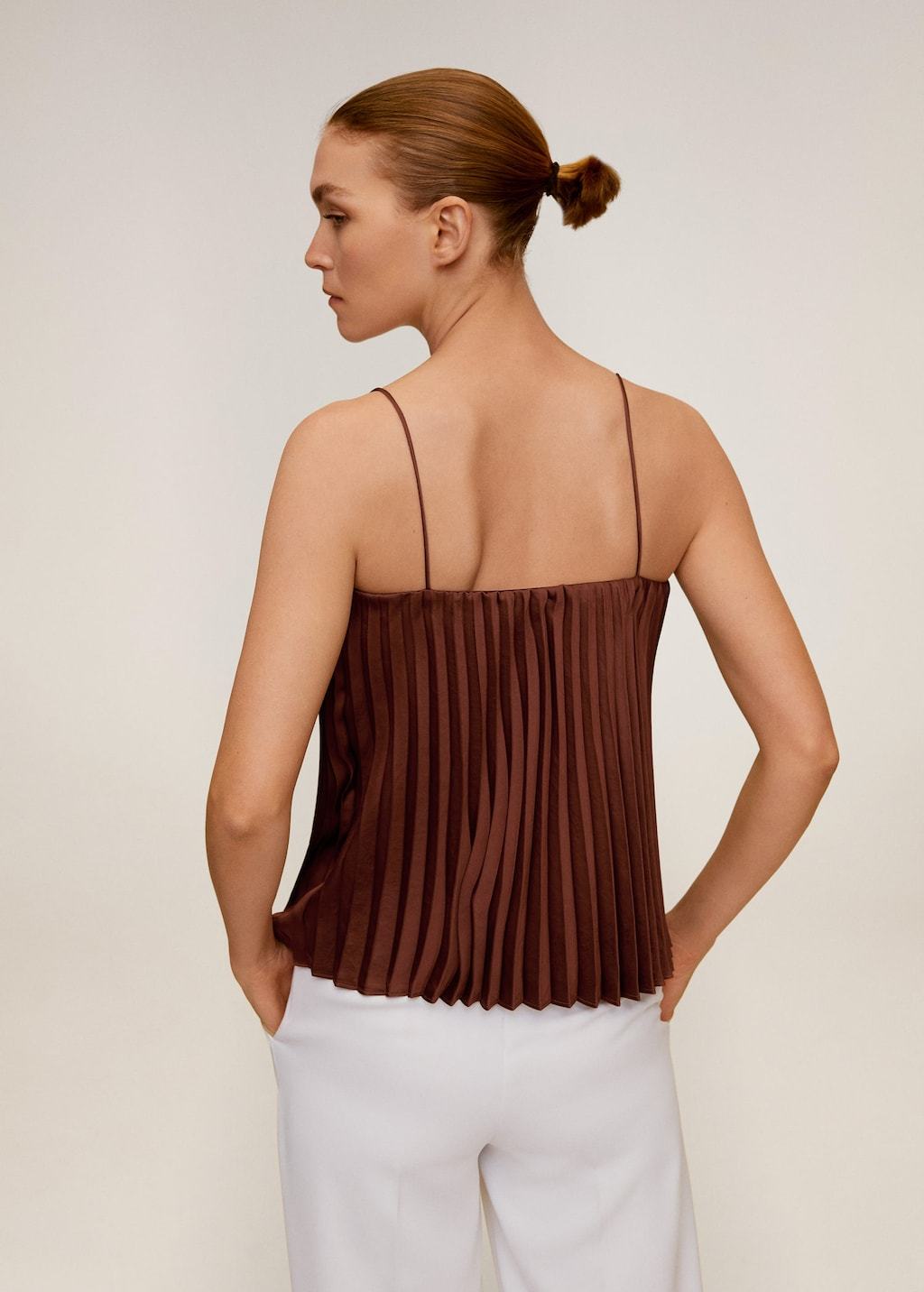 Pleated satin top