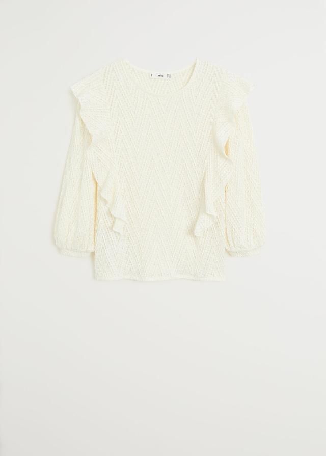 Openwork frills t-shirt