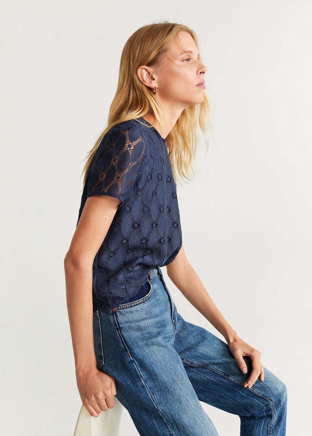 Embroidered openwork shirt