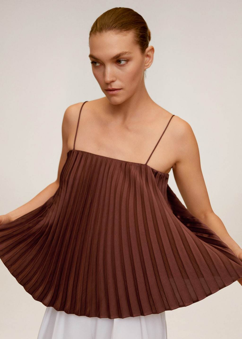 Pleated satin top
