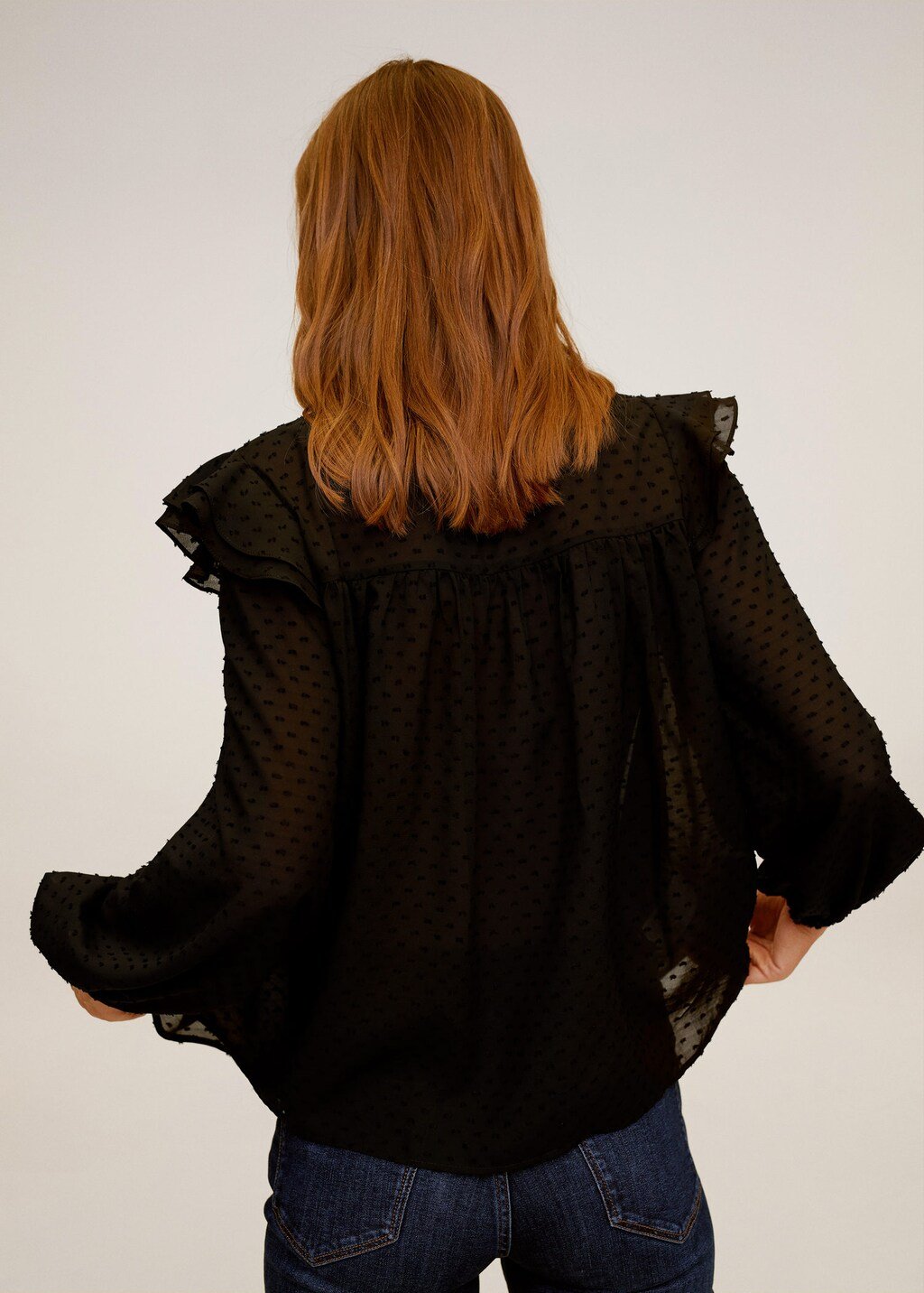 Ruffled embroidered blouse