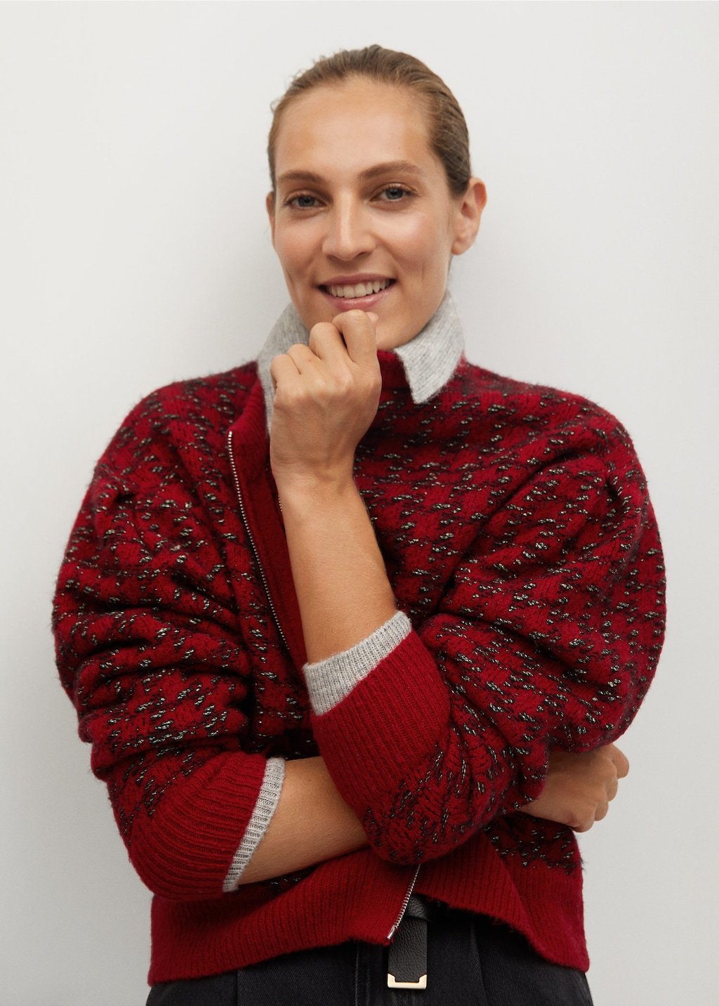 Textured knit cardigan