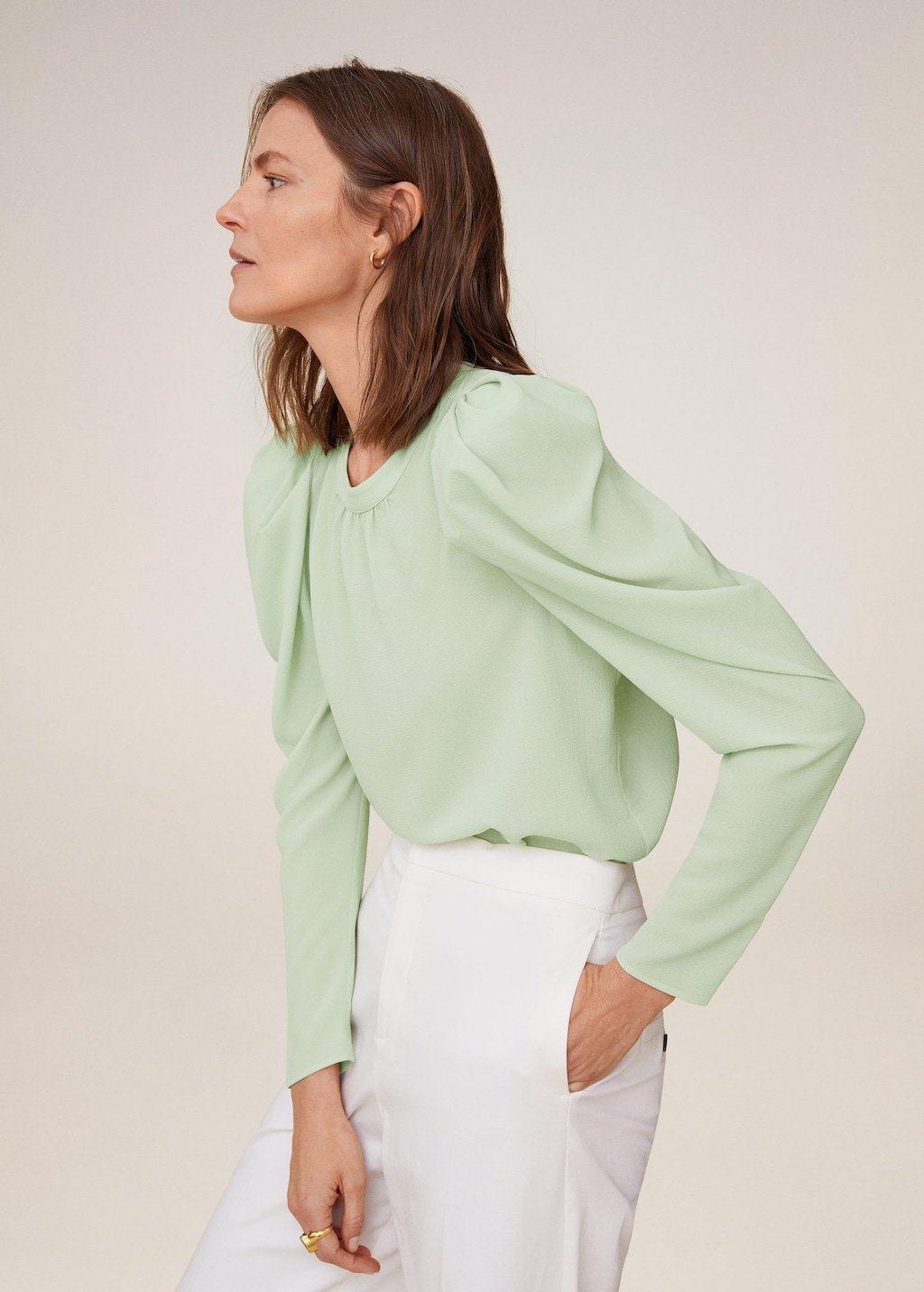 Puffed-shoulder blouse